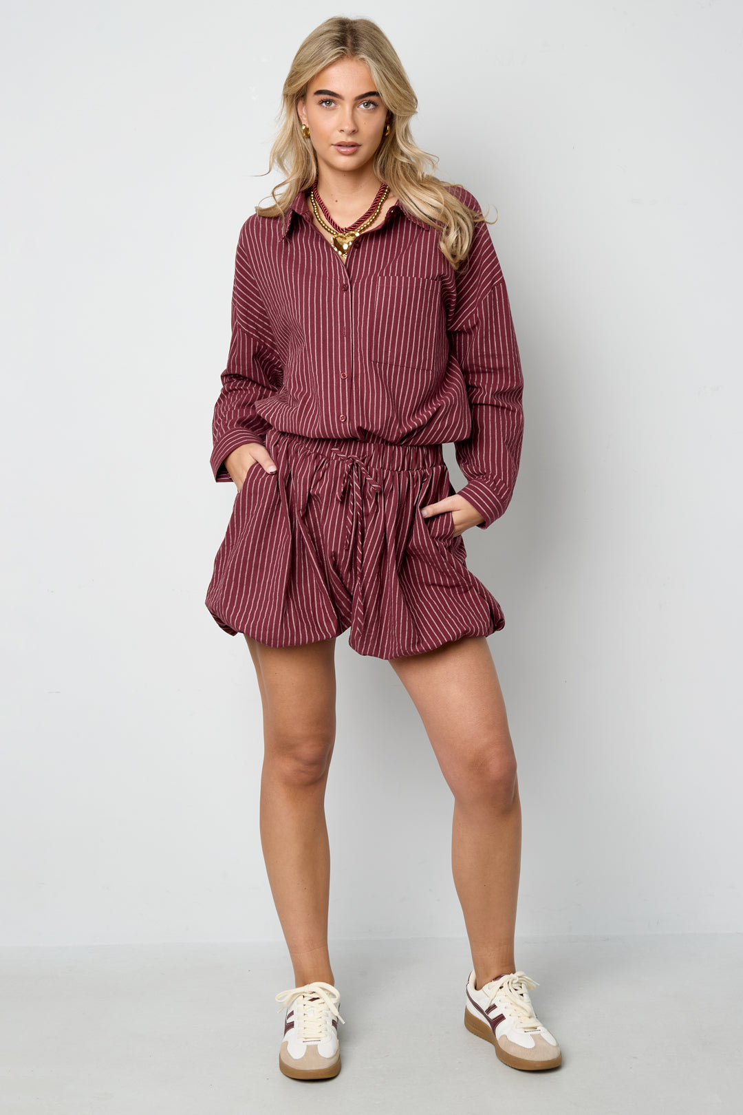 Shorts Mujer de Algodón a Rayas — Cintura Elástica, Estilo Casual