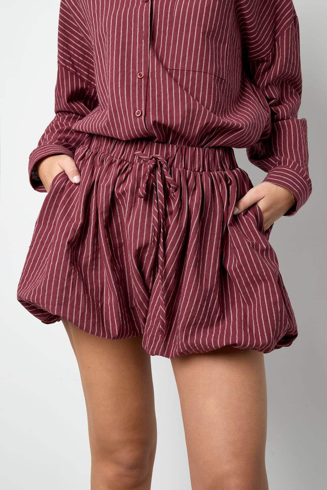 Shorts Mujer de Algodón a Rayas — Cintura Elástica, Estilo Casual