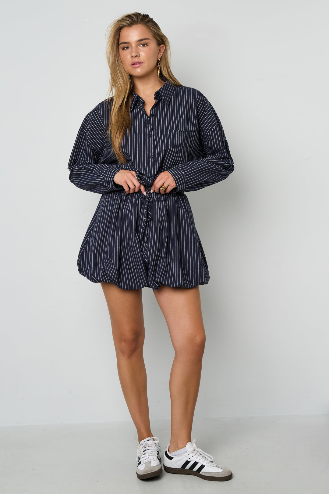 Shorts Mujer de Algodón a Rayas — Cintura Elástica, Estilo Casual
