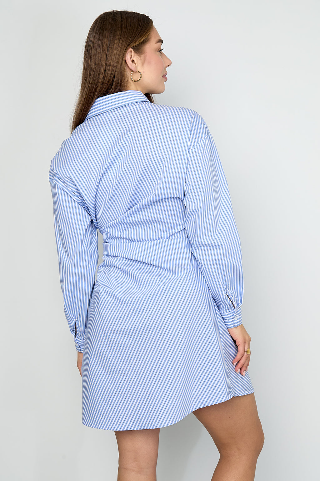 Vestido Camisero Anudado Mujer a Rayas — Estilo Casual, Primavera/Verano