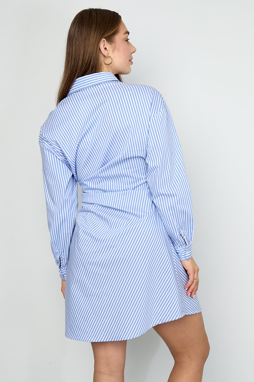 Vestido Camisero Anudado Mujer a Rayas — Estilo Casual, Primavera/Verano
