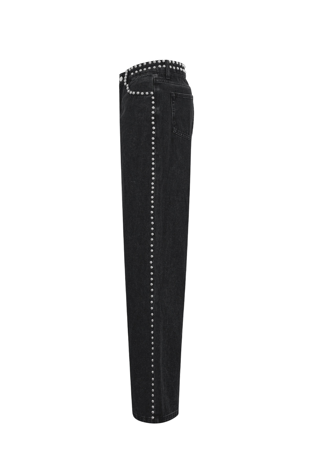 Pantalones Rectos Mujer con Remaches — Algodón Tejido, Estilo Urbano